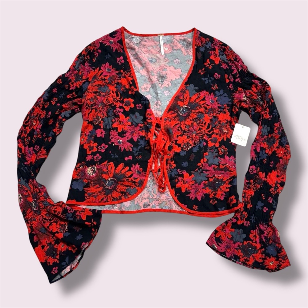 Free People | Venice Floral Tie Front Top size S - Picture 6 of 7